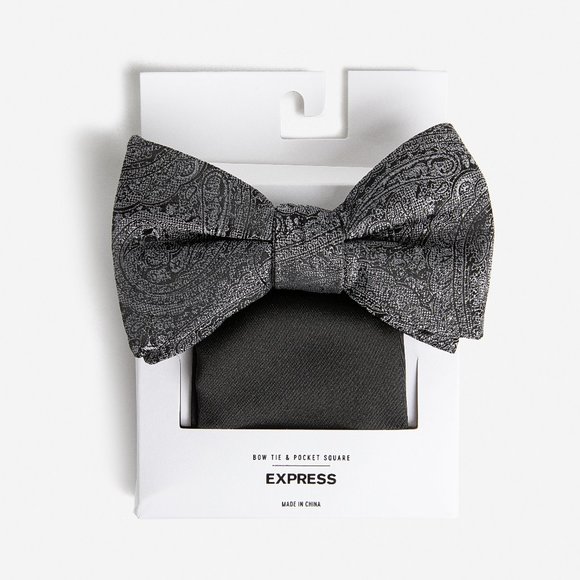Black Bow Tie Express Men Pocket Square - Picture 2 of 4